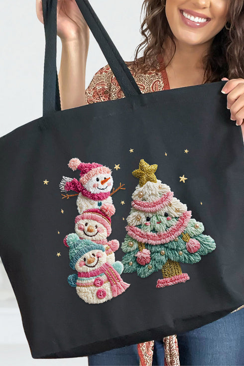 Yarnin' For Christmas Faux Yarn Canvas Jumbo Tote