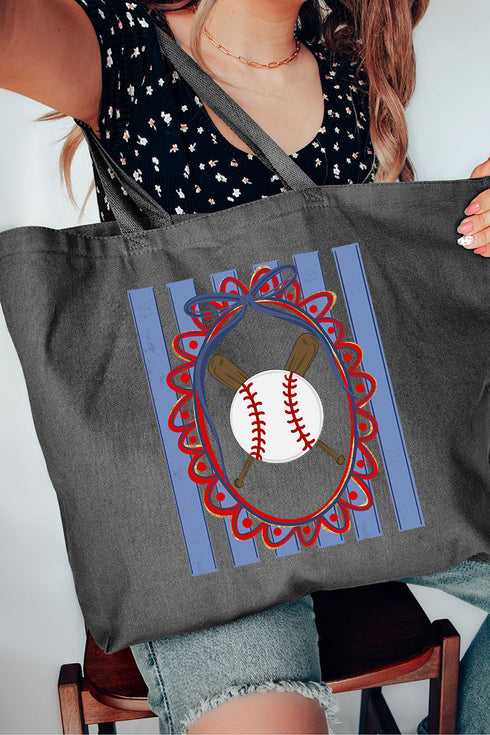 Baseball Stripes Canvas Jumbo Tote