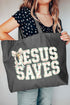 Jesus Saves Coquette Cross Canvas Jumbo Tote