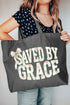 Coquette Cross Saved By Grace Canvas Jumbo Tote
