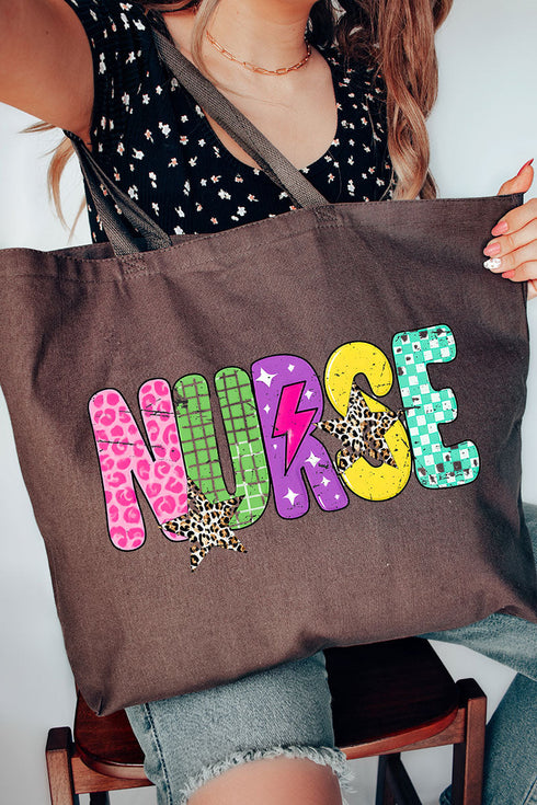 Distressed Retro Nurse Canvas Jumbo Tote