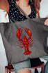 Faux Rhinestone Crawfish Canvas Jumbo Tote
