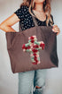 Faux Yarn Cross Canvas Jumbo Tote