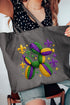 Faux Yarn Mardi Gras Balloon Dog Canvas Jumbo Tote