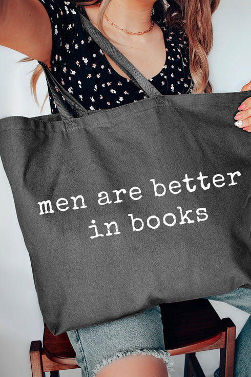 Men Are Better In Books Canvas Jumbo Tote