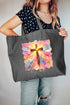 Pastel Brushstroke Cross Canvas Jumbo Tote