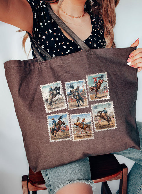 Rodeo Stamps Canvas Jumbo Tote