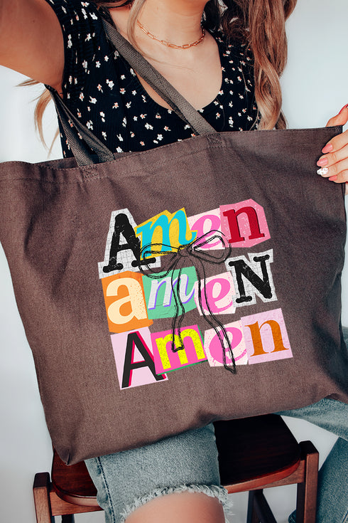 Stacked Amen Coquette Canvas Jumbo Tote