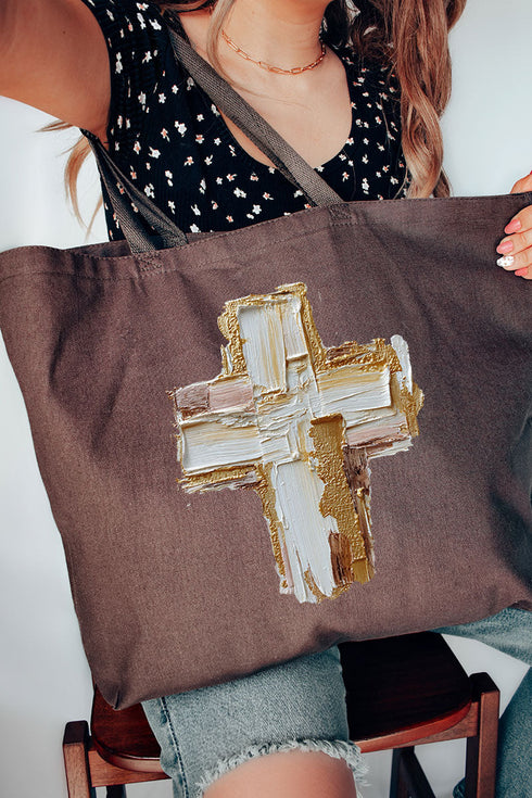 The Painted Gilded Cross Canvas Jumbo Tote