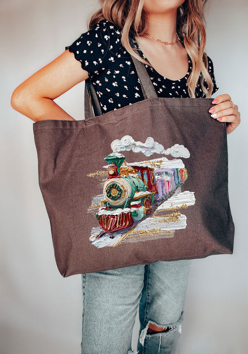 The Painted Train Canvas Jumbo Tote