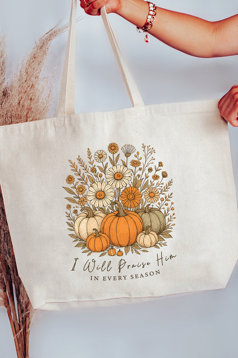 Fall Praise Him Canvas Jumbo Tote