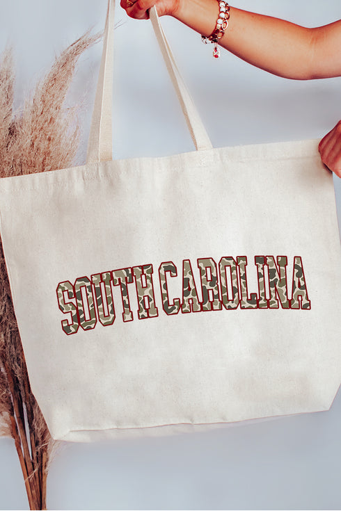 Garnet South Carolina Camo Canvas Jumbo Tote