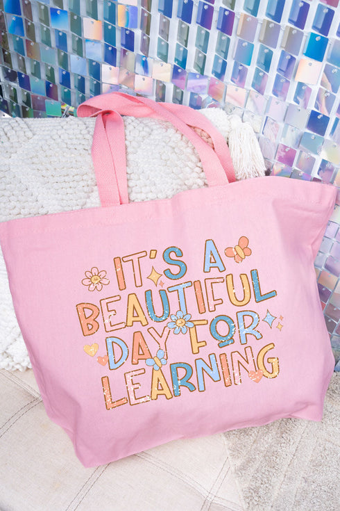Beautiful Day For Learning Canvas Jumbo Tote