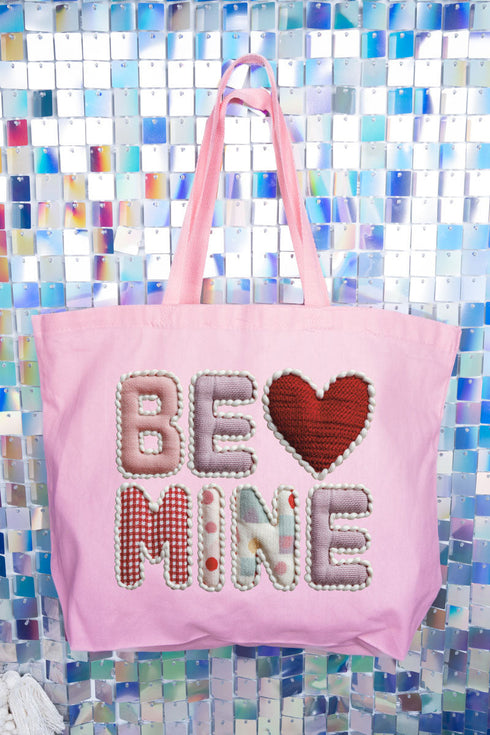 Be Mine Faux Yarn Canvas Jumbo Tote