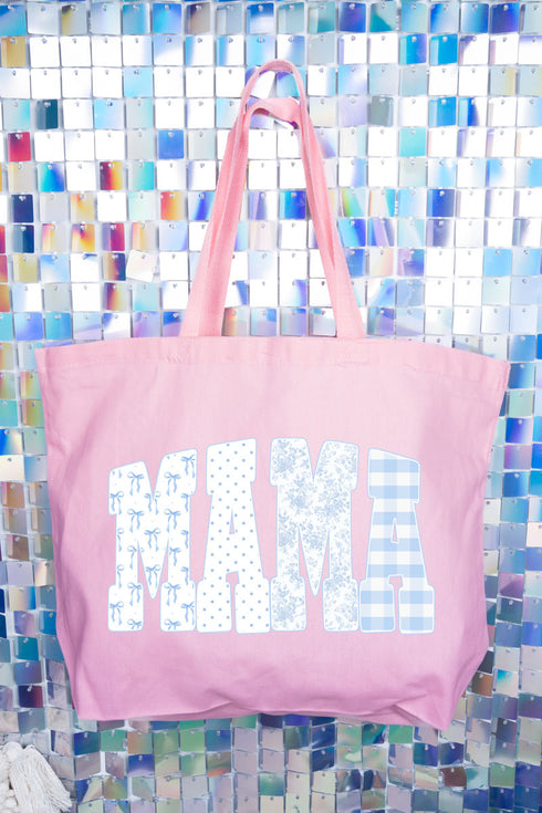 Bow And Blue Mama Canvas Jumbo Tote