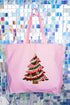 Faux Yarn Candy Cane Wishes Canvas Jumbo Tote