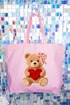Cozy Heart Cub Faux Yarn Canvas Jumbo Tote