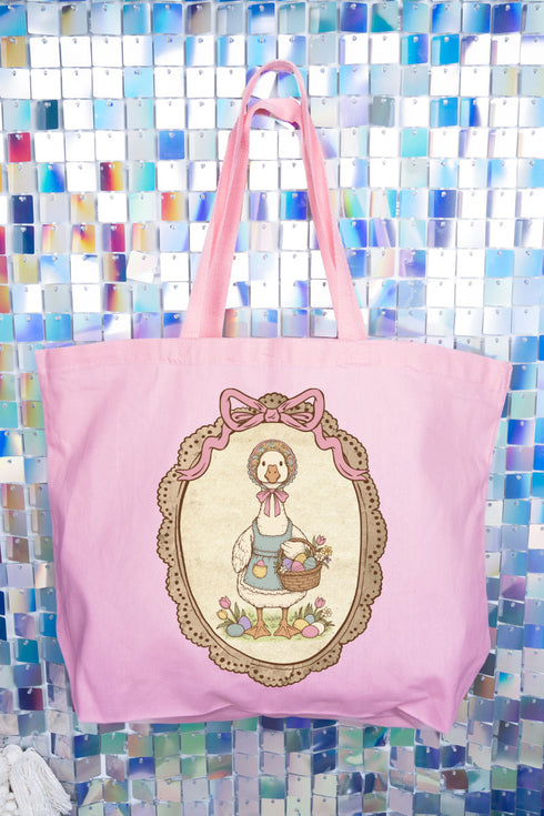Easter Belle Spring Goose Canvas Jumbo Tote