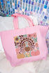 Fall Floral Turkey Canvas Jumbo Tote