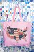 Faux Patchwork USA Map Canvas Jumbo Tote