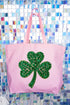 Faux Rhinestone Clover Canvas Jumbo Tote