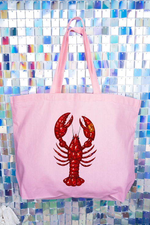 Faux Rhinestone Crawfish Canvas Jumbo Tote