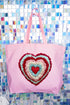 Faux Yarn Heart Collection Canvas Jumbo Tote