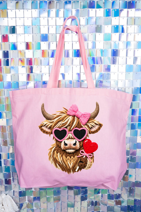 Faux Yarn Highland Romance Canvas Jumbo Tote