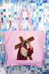 Faux Yarn Jesus At The Cross Canvas Jumbo Tote