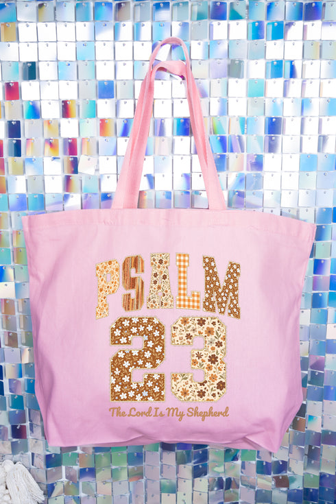 Floral Psalm 23 Canvas Jumbo Tote