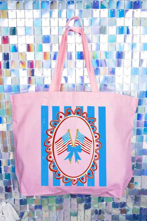 Freedom Flags Forever Canvas Jumbo Tote