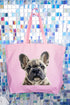 Faux Yarn French Bulldog Canvas Jumbo Tote