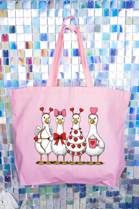 Geese In Love Formation Canvas Jumbo Tote