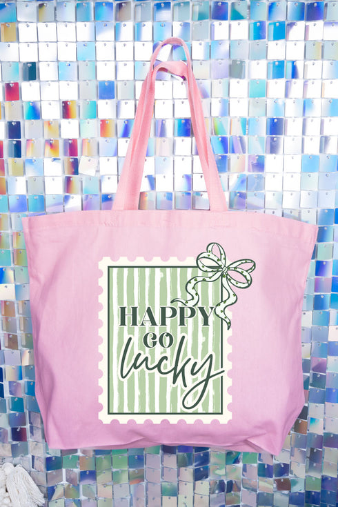 Happy Go Lucky Canvas Jumbo Tote