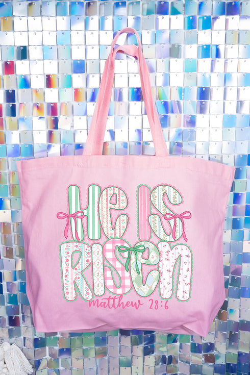 Lace & Bloom He Is Risen Canvas Jumbo Tote