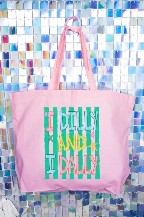 I Dilly & I Dally Canvas Jumbo Tote
