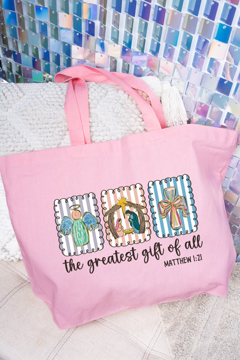 Jesus, Greatest Gift Canvas Jumbo Tote