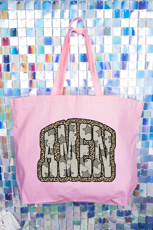 Leopard Star Amen Canvas Jumbo Tote