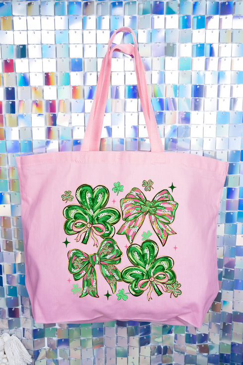 Lucky Luxe Bows Canvas Jumbo Tote