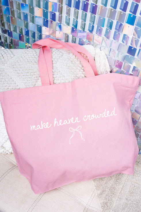 White Make Heaven Crowded Coquette Canvas Jumbo Tote