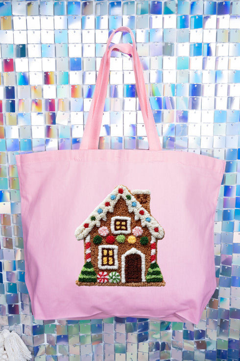 Faux Yarn Merry Manor Canvas Jumbo Tote