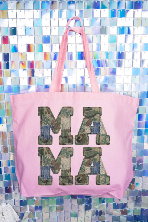 Patchwork Camo Mama Canvas Jumbo Tote