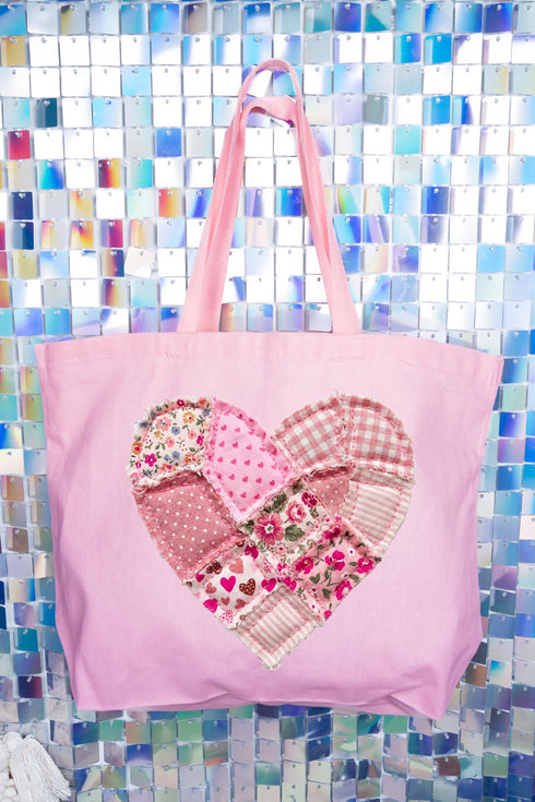 Patchwork Heart Canvas Jumbo Tote