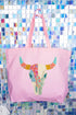 Patchwork Steer Head Canvas Jumbo Tote