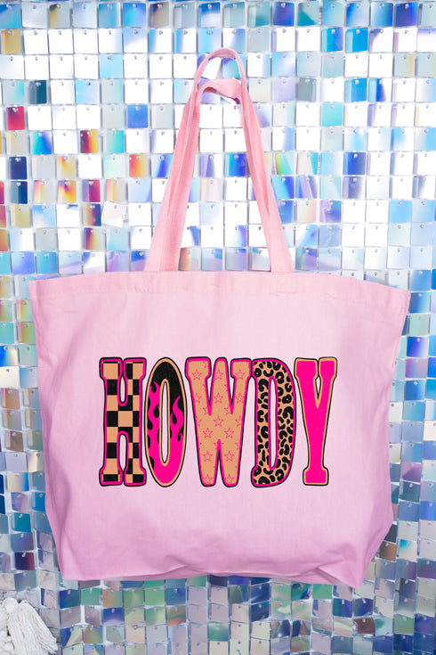 Pink Heat Howdy Canvas Jumbo Tote