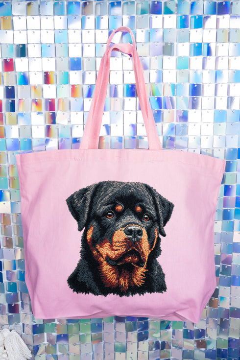 Faux Yarn Rottweiler Canvas Jumbo Tote