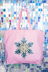 Faux Yarn Snow Day Snowflake Canvas Jumbo Tote