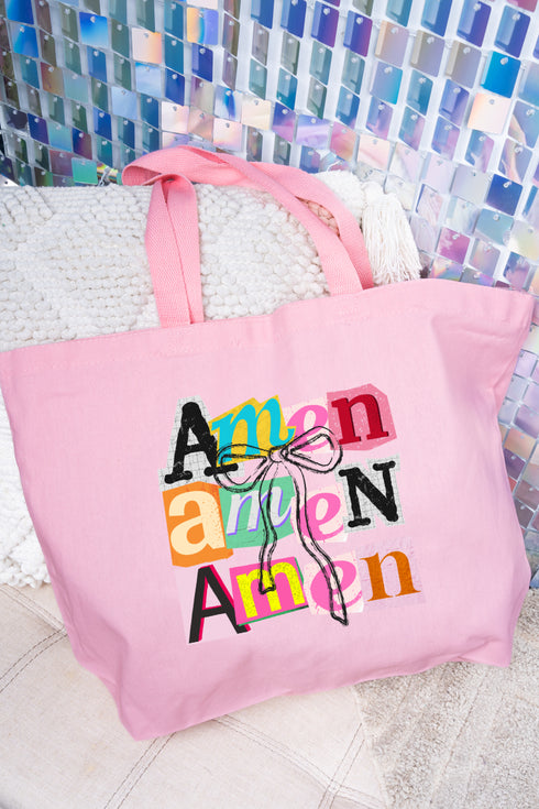 Stacked Amen Coquette Canvas Jumbo Tote