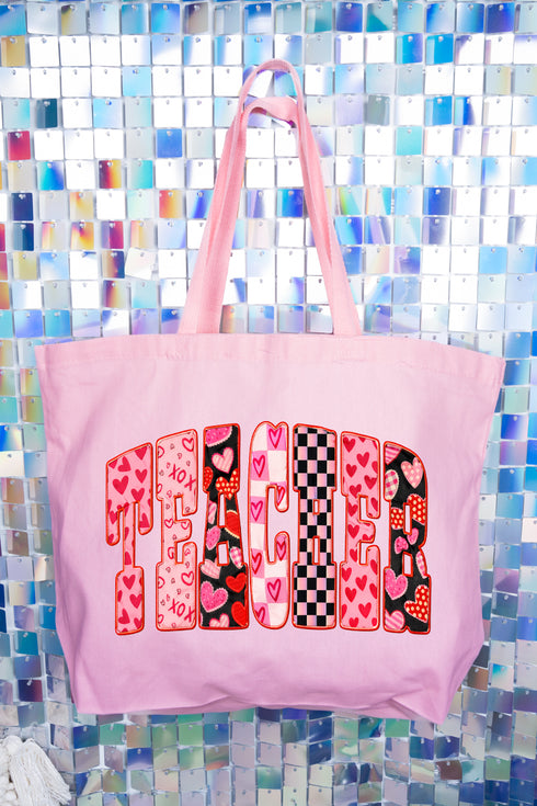 Teacher Full Of Love Canvas Jumbo Tote