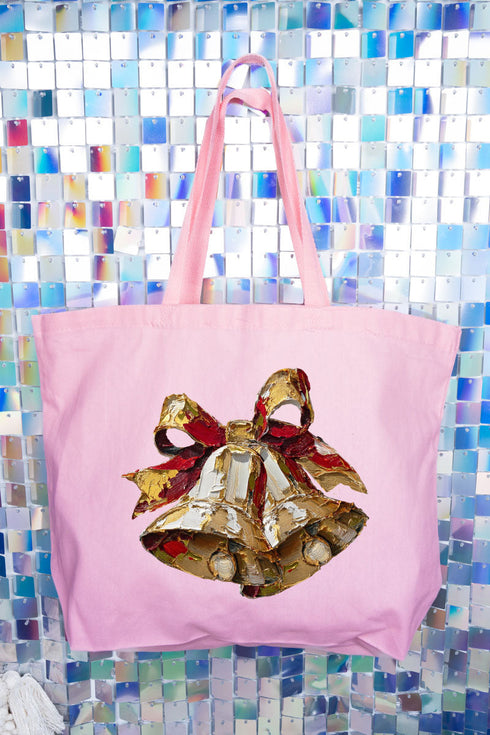 The Painted Christmas Bells Canvas Jumbo Tote